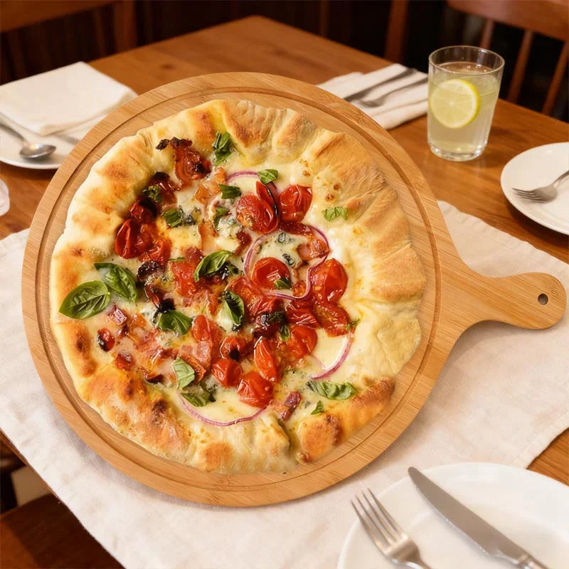 Pizza Peel - Natural Bamboo Round 28x42cm