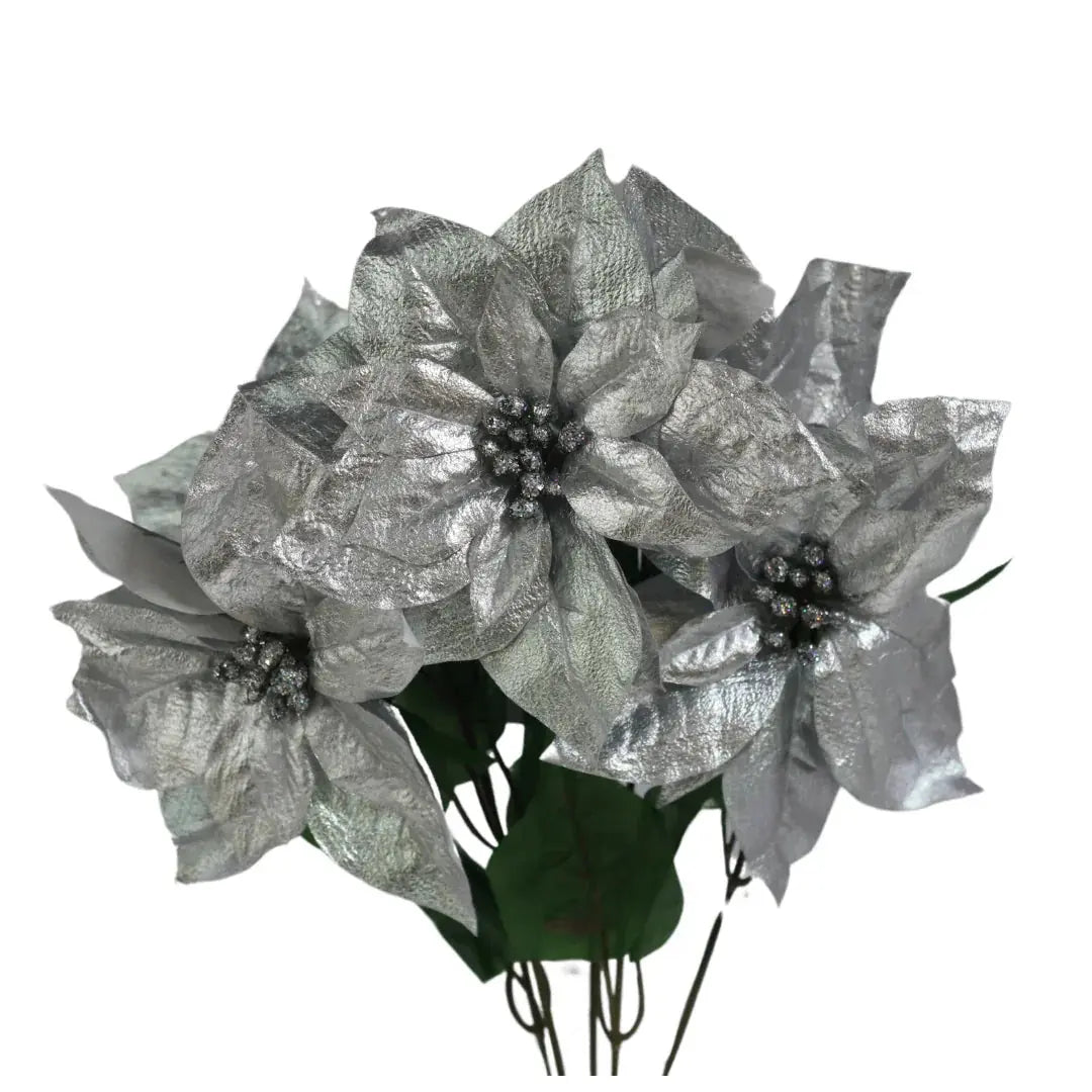 7279x Poinsettia Sheer Bush X 5, back view - House Of Avana