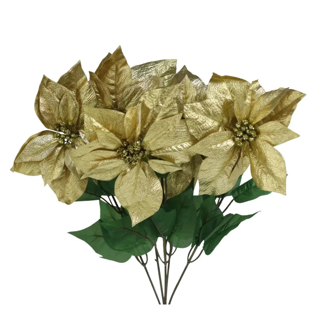 7279x Poinsettia Sheer Bush X 5, front view - House Of Avana