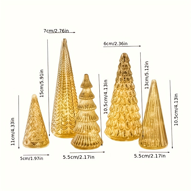 5pcs Glowing Christmas Tree Set Christmas Tree Stylish Glowing Ornament Christmas Party Home Decor, Adorable Christmas Collectible Figurines, Perfect for Desktop Display, Decorative Doll Ornaments(Along with Three Mini Christ House Of Avana