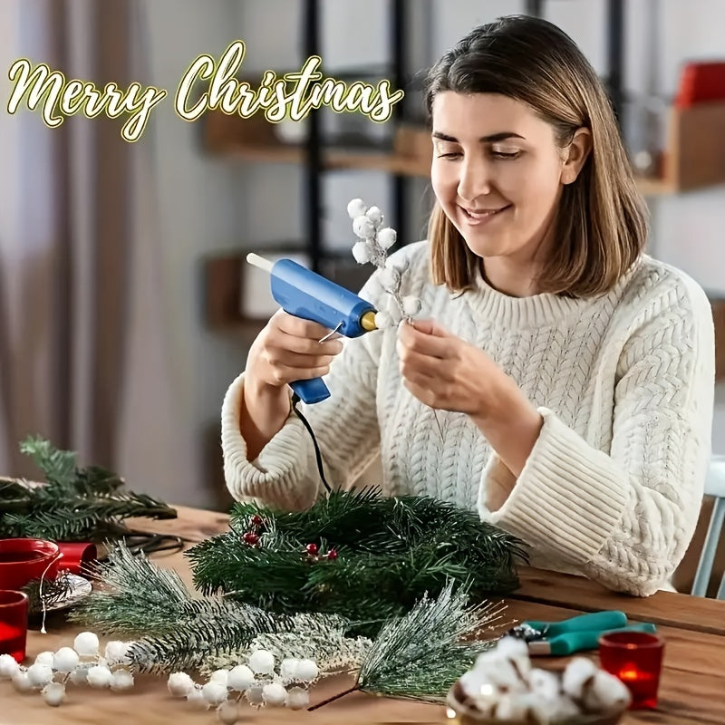 12/20pcs of Winter White Frost Artificial Berries And Cedar Branches - Perfect for Christmas Decorations, Suitable for DIY Wreaths/Christmas Trees, Home And Outdoor Festive Arrangements, Halloween, Thanksgiving. House Of Avana