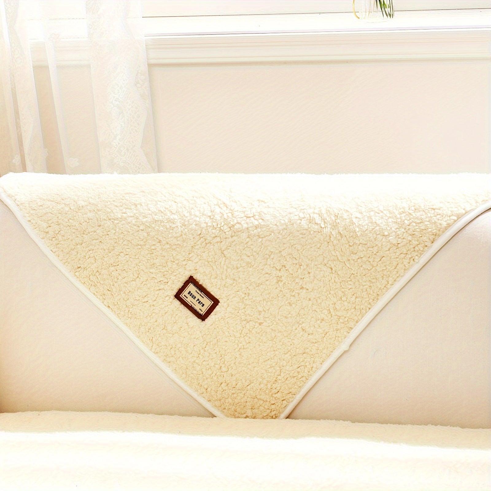 Durable 3 cushion couch cover | High-Quality Plush Sherpa Sofa Cover topspet