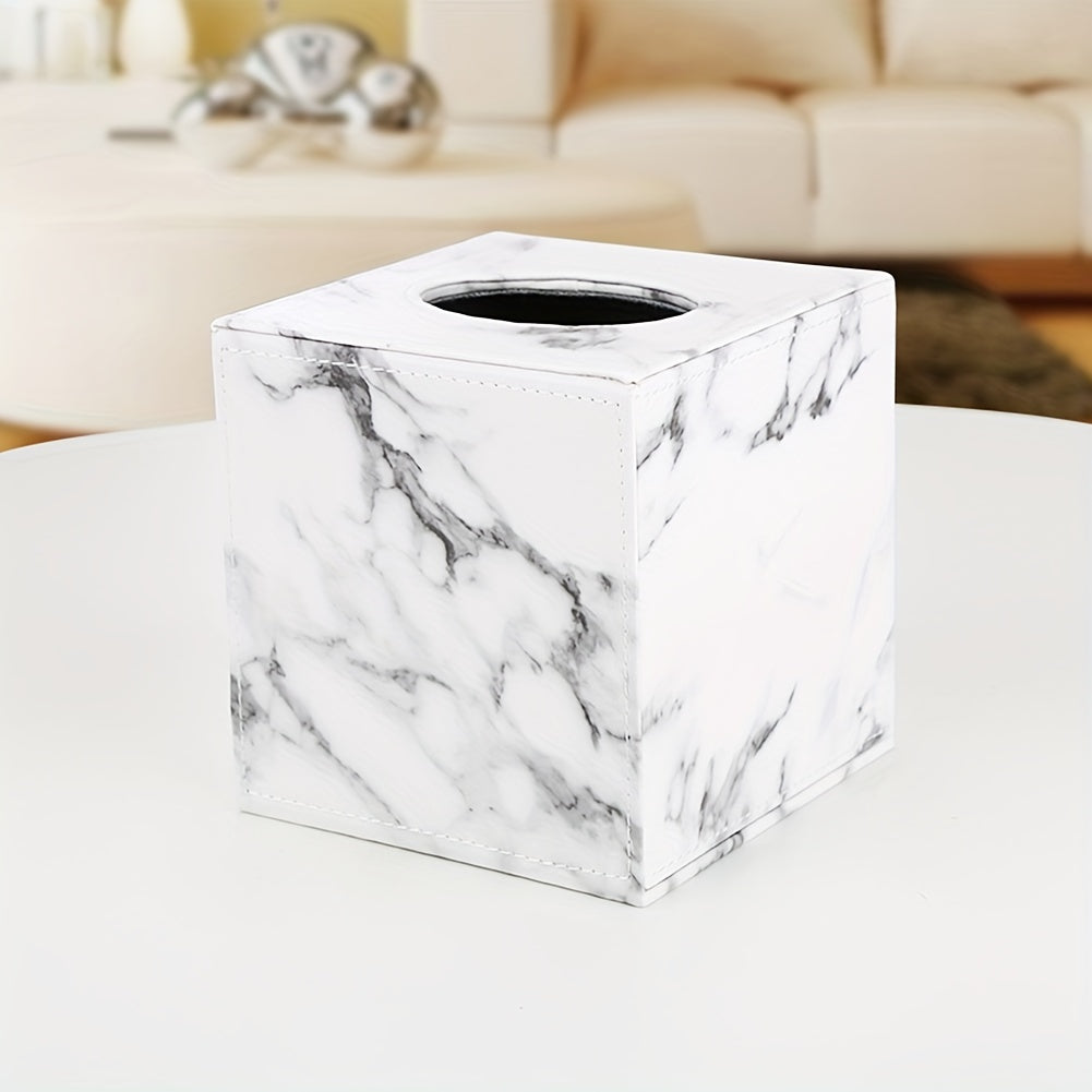 LADSTAG Elegant Marble Pattern PU Leather Tissue Box Holder - Square, Refillable Paper Napkin Dispenser for Home & Car, Perfect for Mother'S Day, Kitchen & Dining Decor House Of Avana