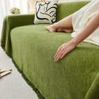 Update Sofa with Organic Couch Cover| Herringbone Chenille Tassels topspet