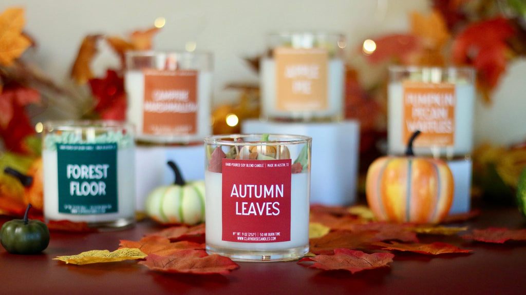 Autumn Leaves Container Candle Clay House Candles