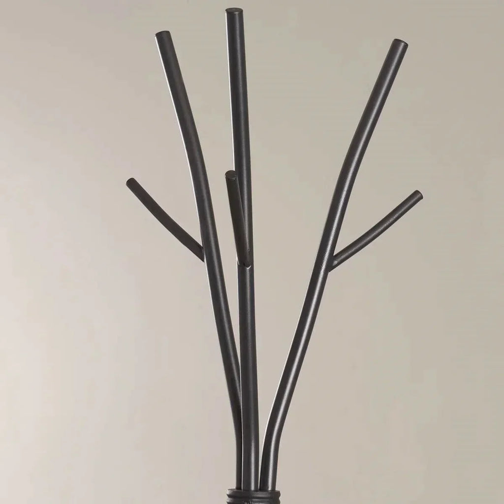 74-inch Freestanding Black Metal Coat Rack Entryway Hall Tree Umbrella Stand