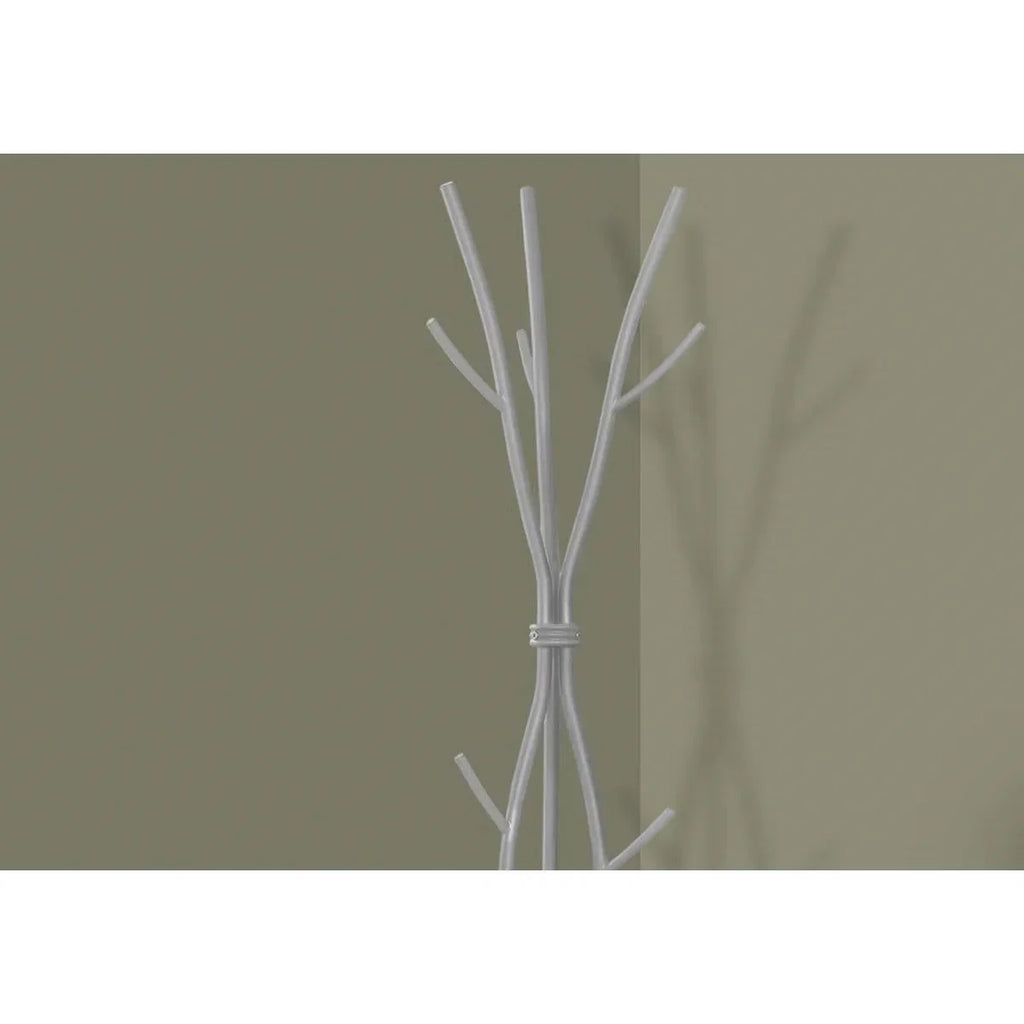 74-inch Freestanding Silver Metal Coat Rack Entryway Hall Tree Umbrella Stand