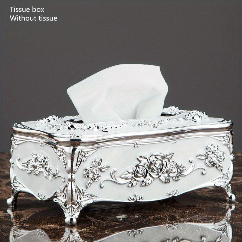 Tissue Box Holder - Metal Golden Silvery