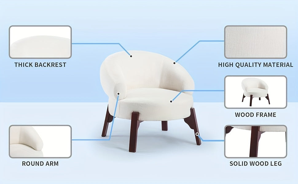 DYHOME 1pc Mid-Century Retro Modern Upholstered Lounge Chair Fabric Accent Chair Sturdy Wooden Frame Armchair, Living Room Bedroom Decoration House Of Avana