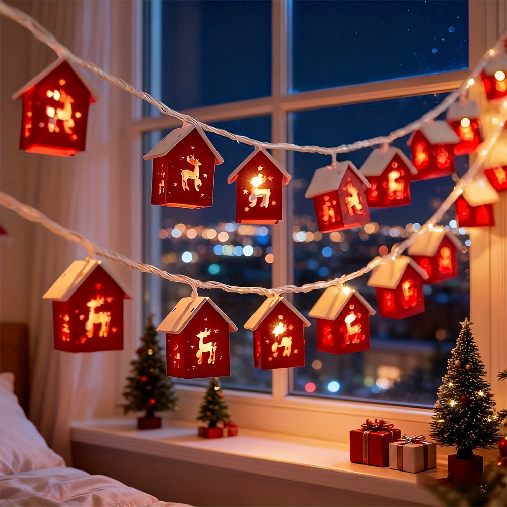 200.0 cm 10 LED Red Mansion Fairy Lights - Battery Operated, Perfect for Holiday Christmas Trees and Home Decorations: Xmas Tree, Deer, Heart Shapes. Ideal for Bedroom, Living Room, Dining Area, Cafes, Bar Settings - The Ulti House Of Avana