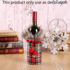 1pc Festive Christmas Wine Bottle Cover with Plush Fur Collar - Polyester, Perfect for Holiday Parties & Home Decor House Of Avana