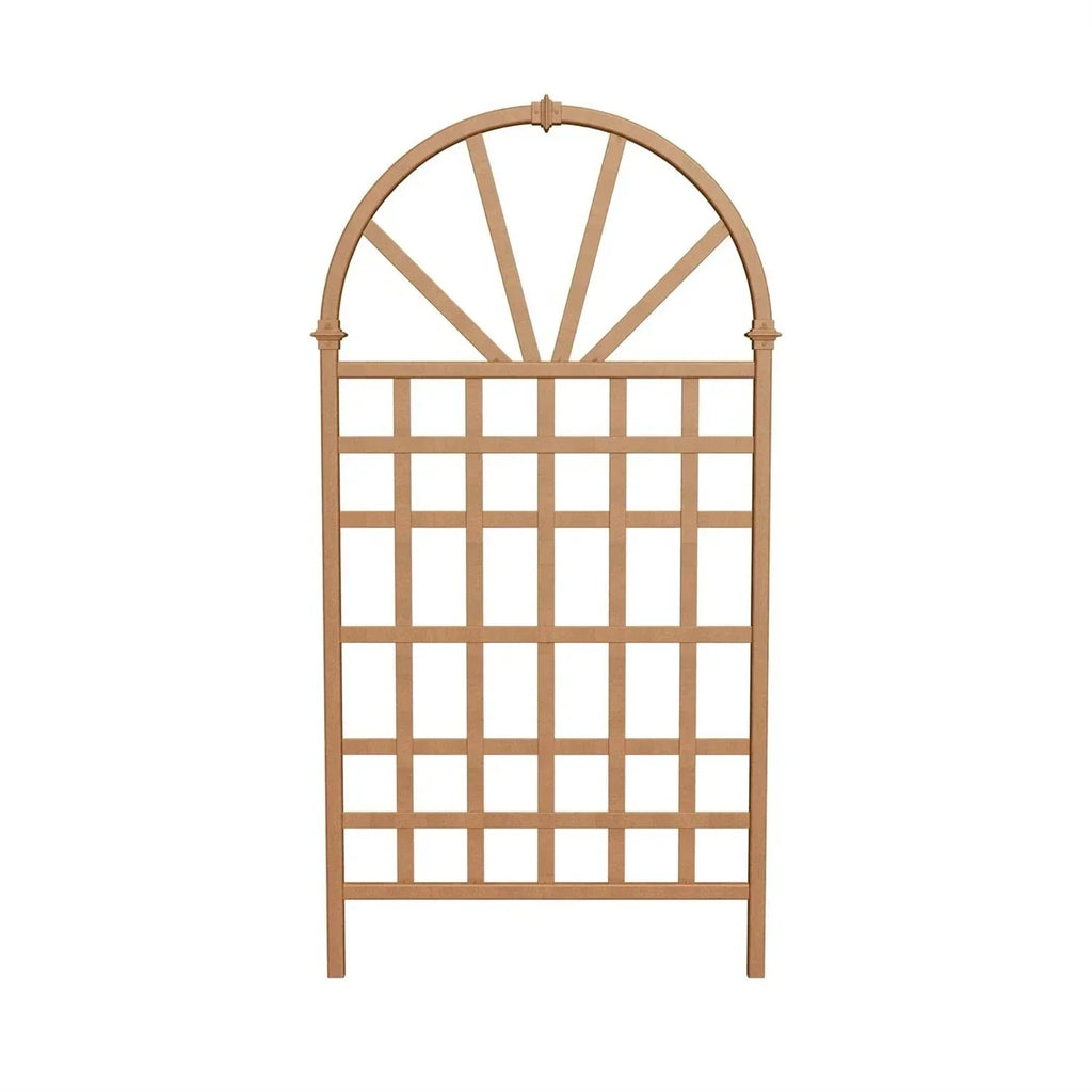 77-inch Outdoor Light Brown Vinyl Lattice Garden Trellis with Arched Top