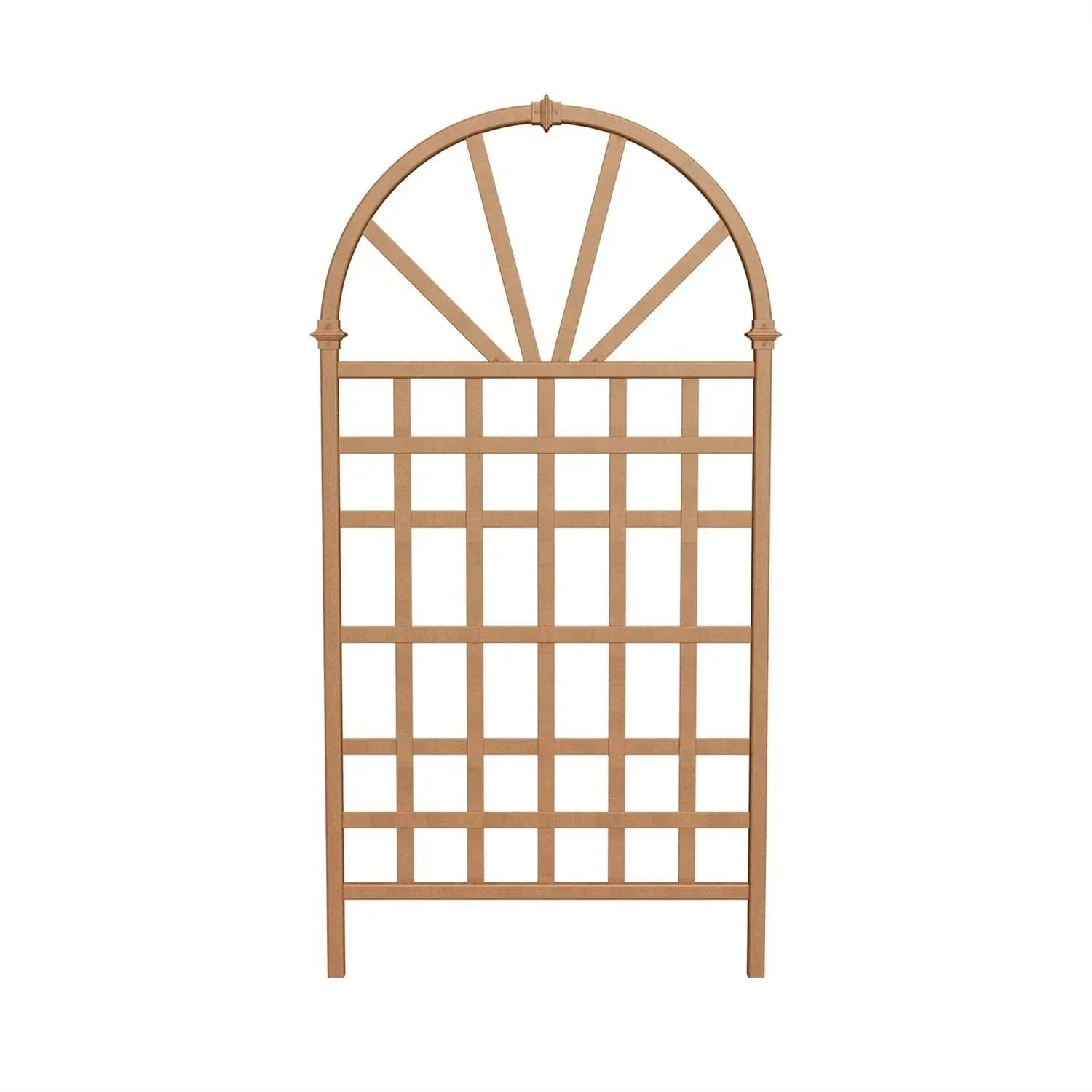 77-inch Outdoor Light Brown Vinyl Lattice Garden Trellis with Arched Top