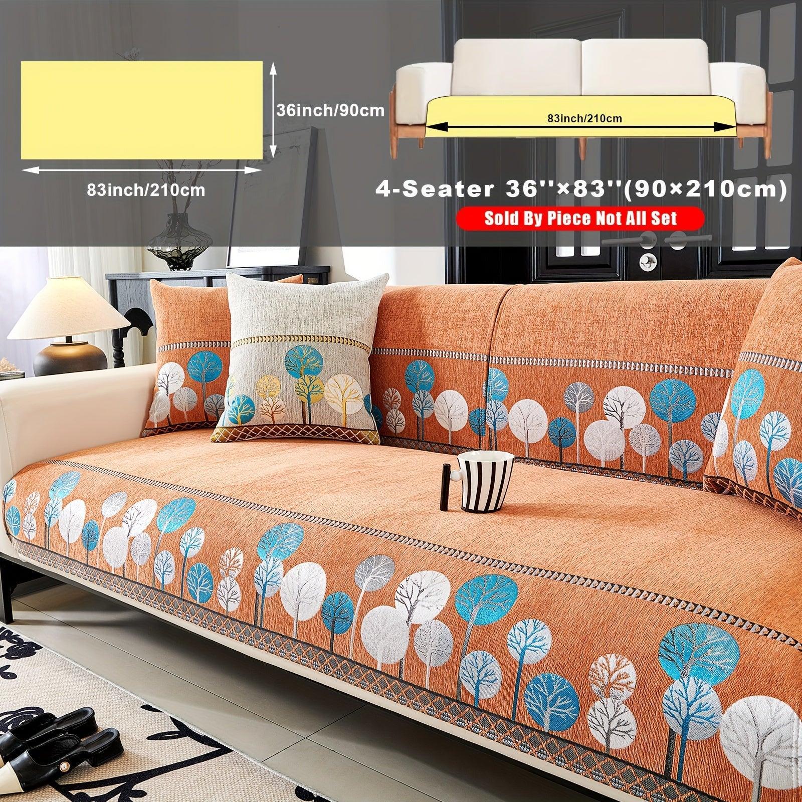 Pet Proof Couch Cover - Boho Chenille Sofa Cover with Tree Embroidery topspet