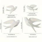 Ceramic Swallow Wall Decor Set, Contemporary Style White Bird Wall Hangings for Living Room, Bedroom, Dining Room Decor - 3D Ceramic Bird Wall Art Sculptures - House Of Avana