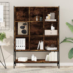 Bookcase Smoked Oak 102x30x141.5 cm Engineered Wood-for Living Room, Home Office, Dinning Room, Bookcase and Bookshelf for Living Room, Study, Office, Bedroom- Freestanding Shelving-Geometric Storage Organizer Bookcase with O House Of Avana