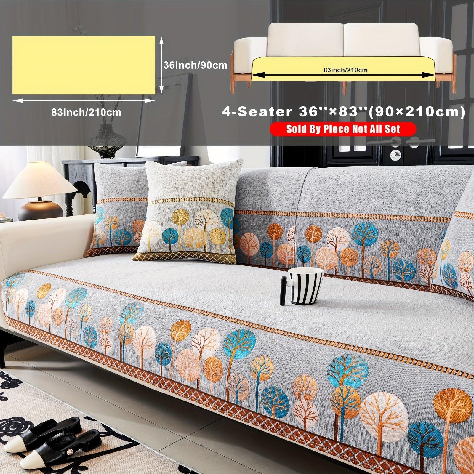 Pet Proof Couch Cover - Boho Chenille Sofa Cover with Tree Embroidery topspet