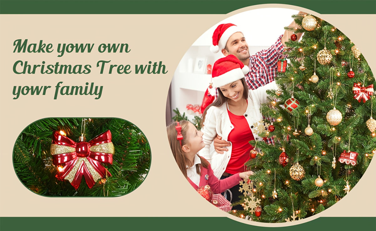 [Christmas, Weddings, Parties] 82pcs Shatterproof Plastic Christmas Ornaments Set - Red, Green & Golden/White Decorations with Golden Caps & Hanging Strings, Large & Small Holiday Tree Decor for Xmas, Weddings, Parties - & Pe House Of Avana