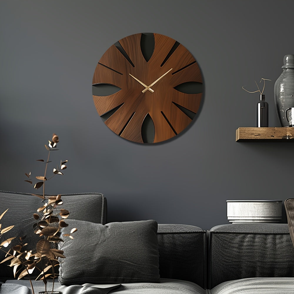 Artistic Wooden Wall Clock - Silent, Non-Ticking, Unique Irregular Shape | Decorative MDF Home Decor for Living Room, Bedroom, Office House Of Avana