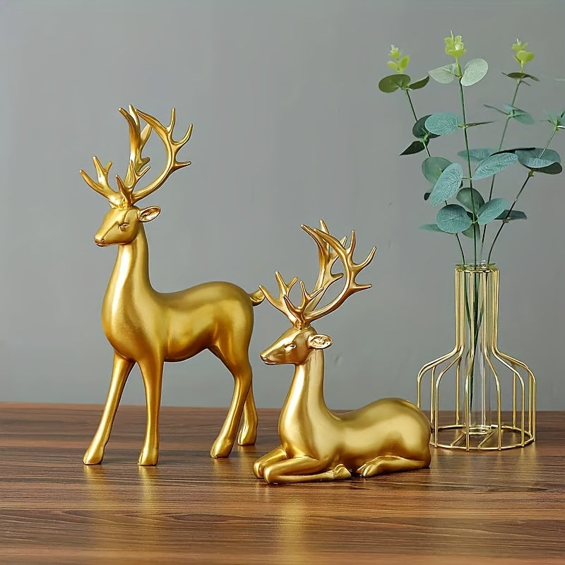 1 Pair, Resin Deer Figurines, 2 Sizes, Artistic Home Decor, Perfect for Entryway, Bar, Christmas Ornament, Craft Material House Of Avana
