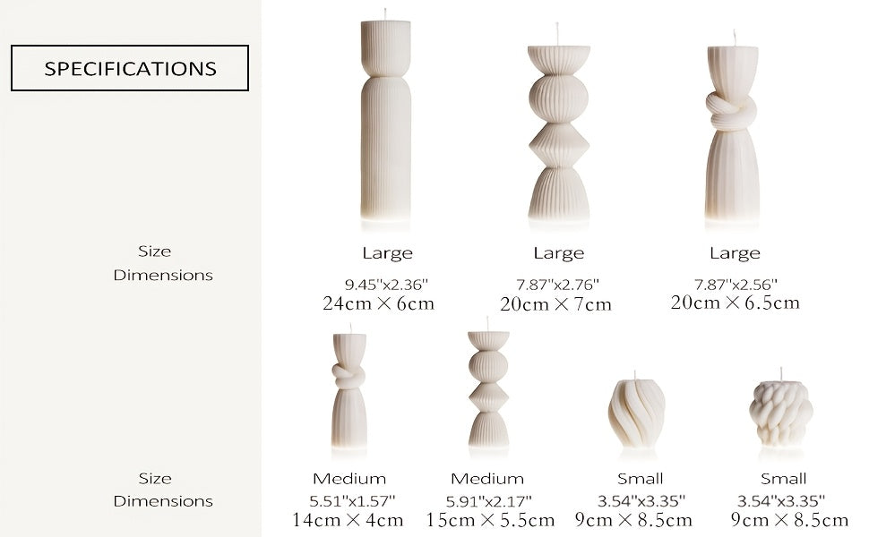 7-Pack Large Ribbed Pillar Candles - Soy Wax Handmade Home Decor Candles For Housewarming Gift, Shelf Decor, Wedding, Dining Table Centerpiece House Of Avana
