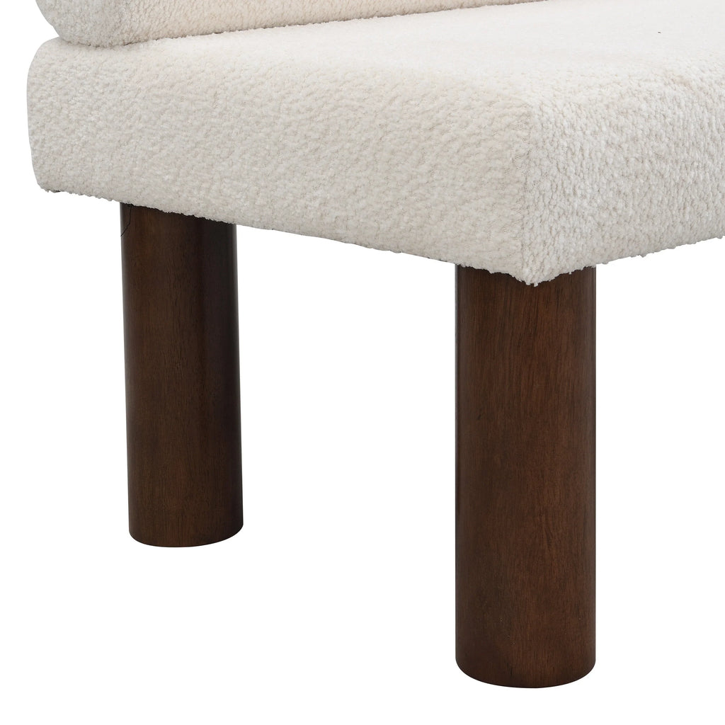 Upholstered Dining Bench, End of Bed, Entryway Bench, Boucle Ottoman for Dining Room, Bedroom, Living Room, Rubber Wood Leg 330 LBS Support, Beige Streamdale Furniture