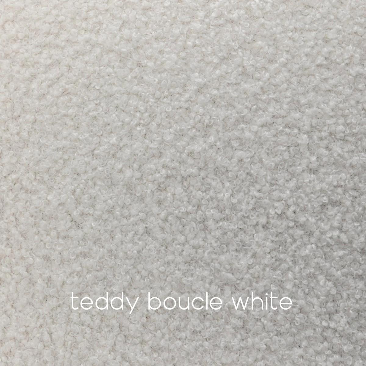 Teddy Boucle Fabric White 1 Seater Swivel Sofa with Footstool MIRIELLE House Of Avana