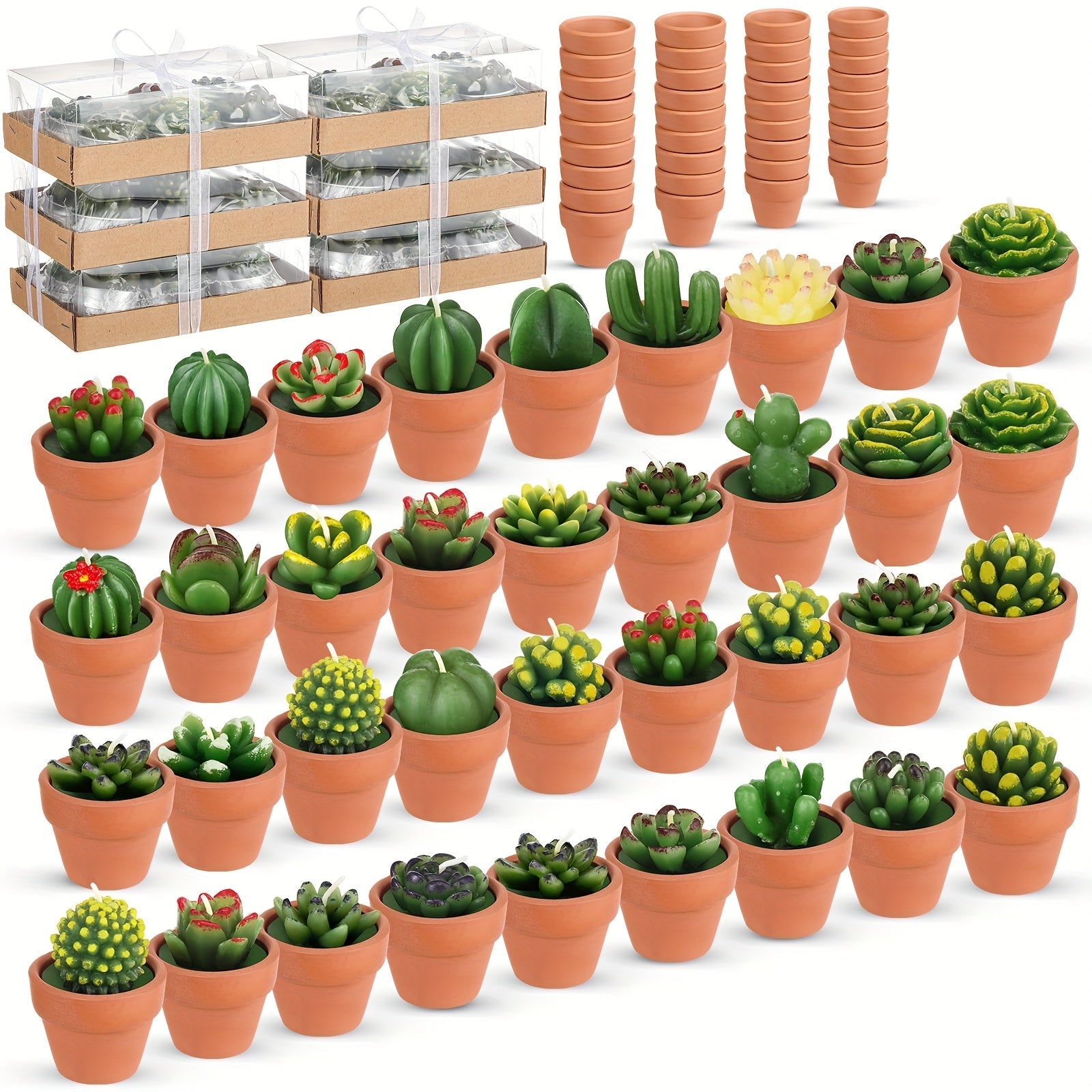 36pcs Succulent Candles Decorative Cactus Tealight Candle Novelty Tea Lights Handmade Baby Shower Candle Decorations Plant Candle with Mini Terracotta Clay Candle Holders for Wedding (Red) House Of Avana