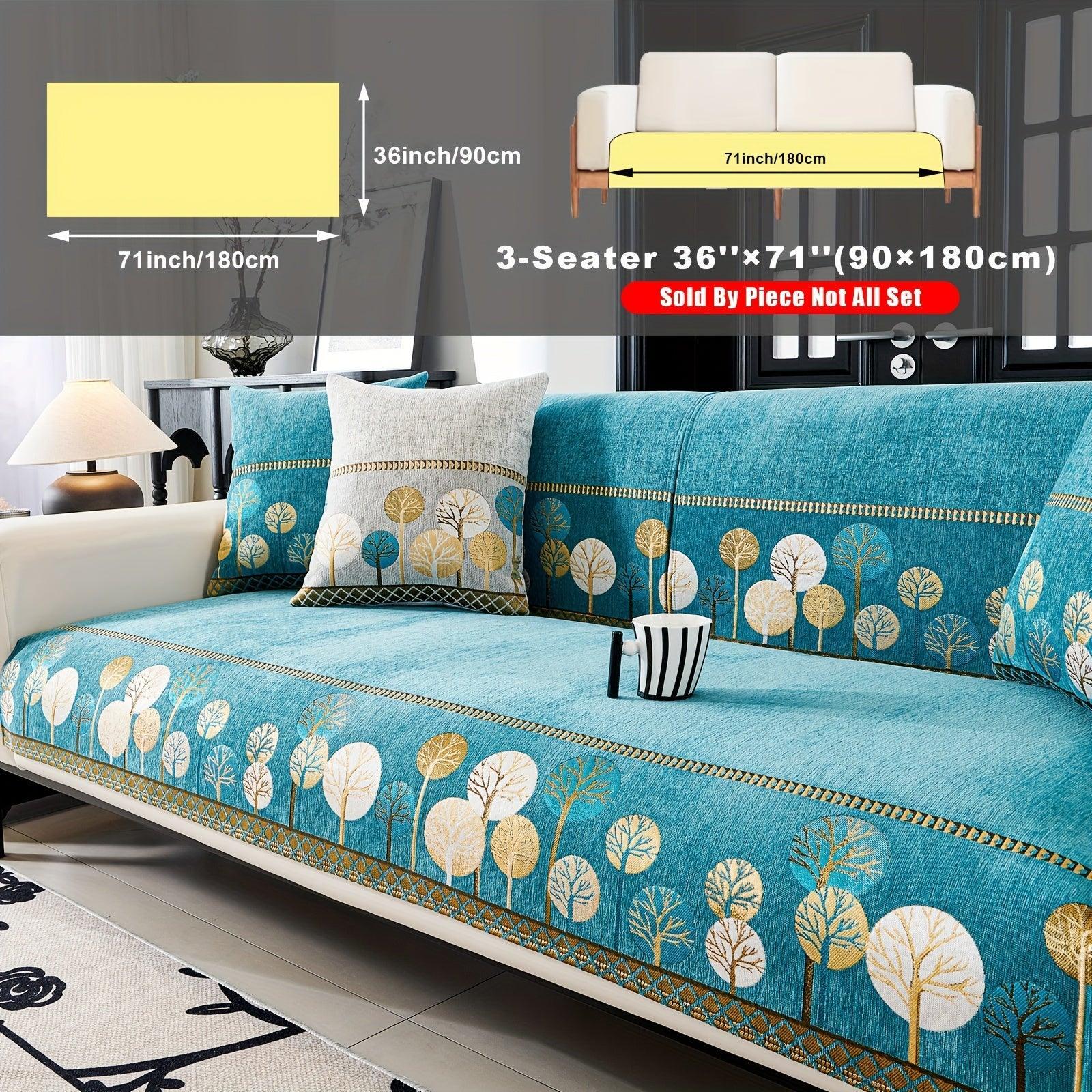 Pet Proof Couch Cover - Boho Chenille Sofa Cover with Tree Embroidery topspet
