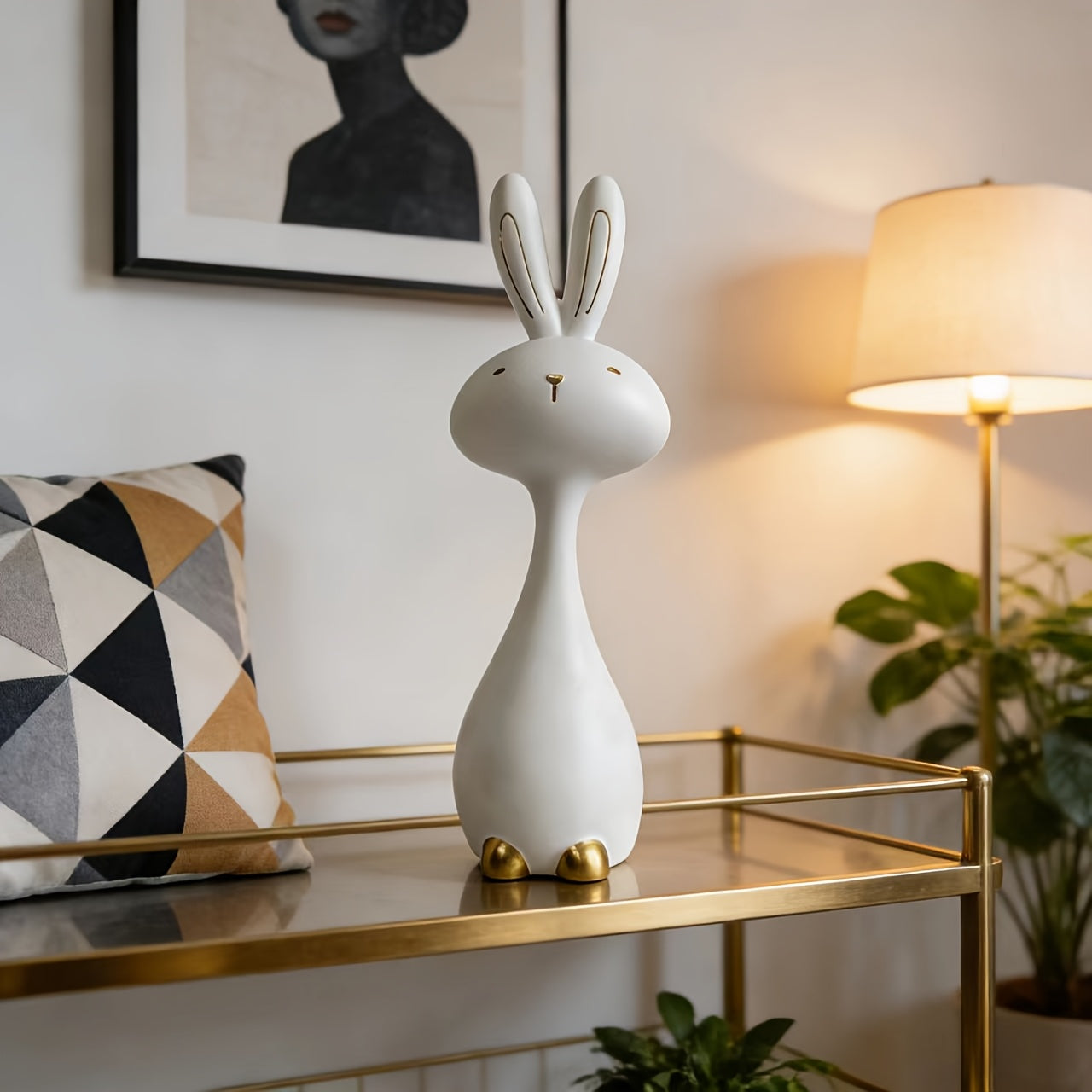 Rabbit Statue - Modern Golden Small