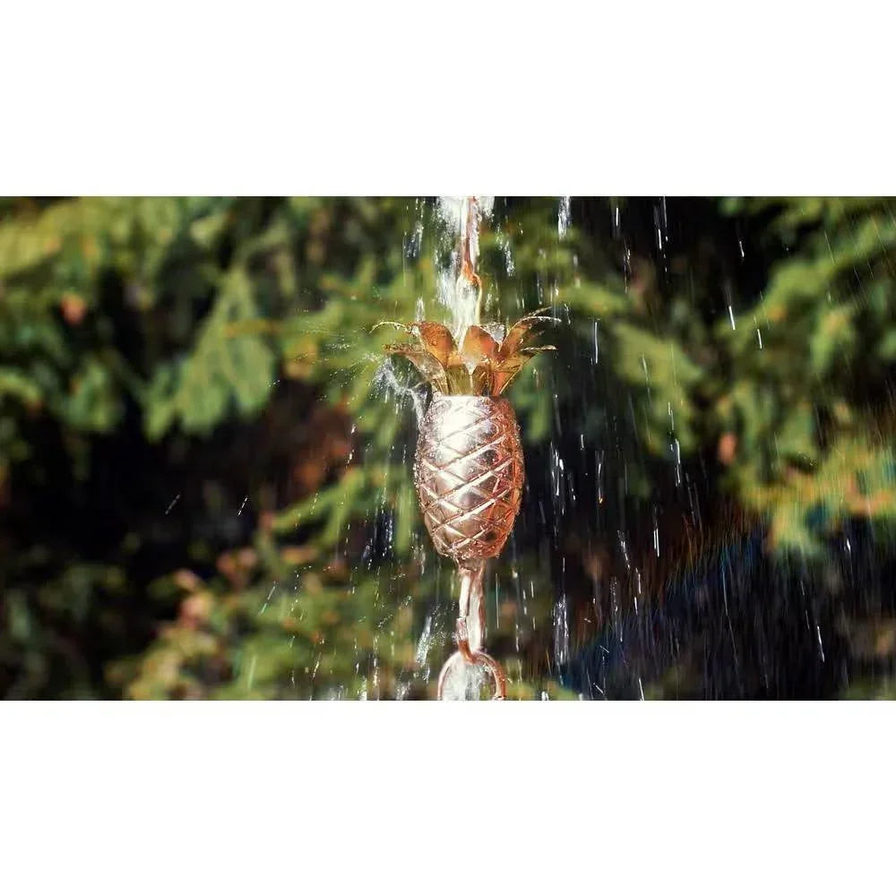 8.5 Ft. Copper Pineapple Rain Chain Gutter Downspout - Basin Not Included