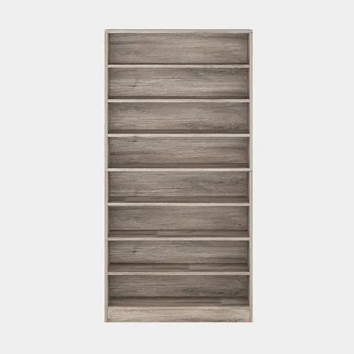 8-Shelf Shoe Rack Storage Cabinet in Grey Wood Finish - Holds Up To 45 Pairs