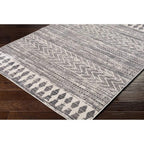 8-ft. x 10-ft. Grey Ivory Chevron Stripe Geometric Boho Style Area Rug