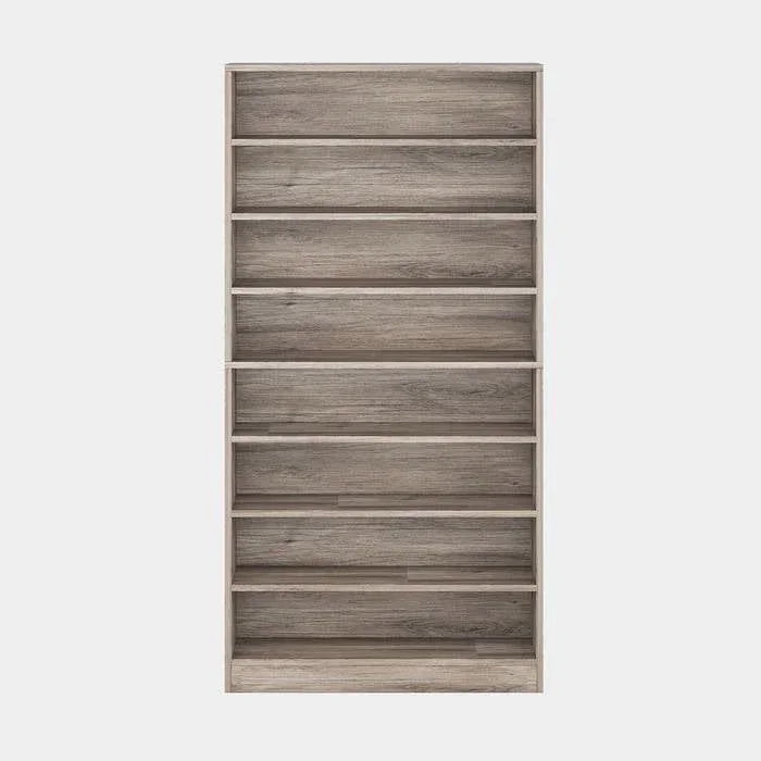 8-Shelf Shoe Rack Storage Cabinet in Grey Wood Finish - Holds Up To 45 Pairs
