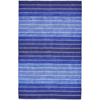 8' x 11' Striped Hand-Tufted Wool/Cotton Blue Area Rug