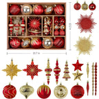 80pcs Christmas Ornaments Set, Shatterproof Heavy-Duty Plastic Decorations with Hanging Strings, for Xmas Tree Wreaths Weddings Parties, Large Red & Golden Spherical Shapes Golden Star, Indoor/Outdoor & Pets House Of Avana
