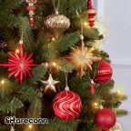 80pcs Christmas Ornaments Set, Shatterproof Heavy-Duty Plastic Decorations with Hanging Strings, for Xmas Tree Wreaths Weddings Parties, Large Red & Golden Spherical Shapes Golden Star, Indoor/Outdoor & Pets House Of Avana