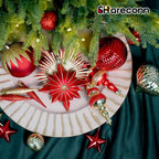 80pcs Christmas Ornaments Set, Shatterproof Heavy-Duty Plastic Decorations with Hanging Strings, for Xmas Tree Wreaths Weddings Parties, Large Red & Golden Spherical Shapes Golden Star, Indoor/Outdoor & Pets House Of Avana