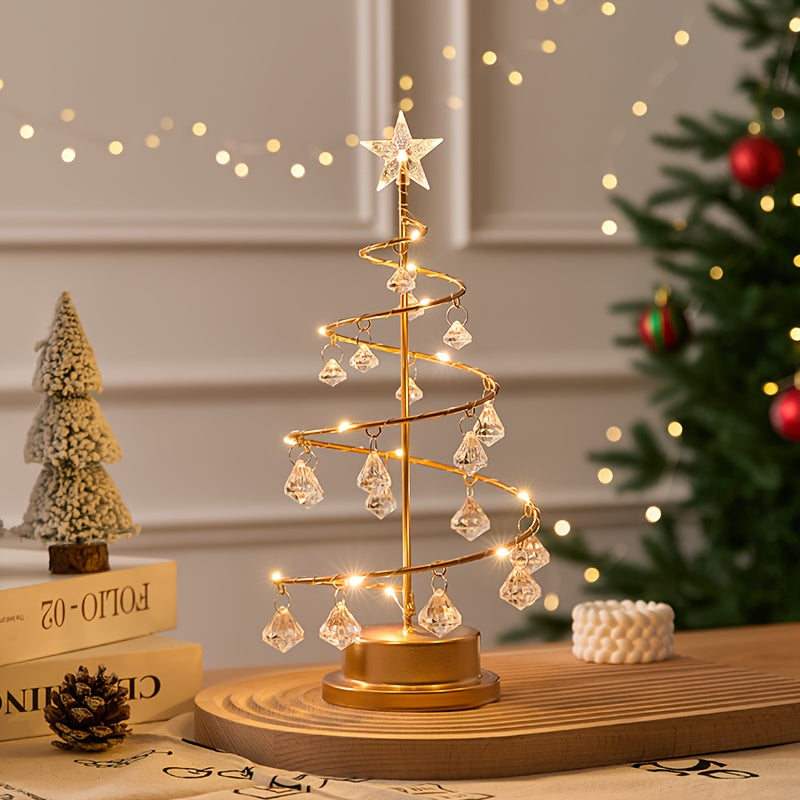 Elegant Metal Christmas Tree with Warm White & - Freestanding /Outdoor Holiday Decoration, Sturdy Base & Crystal Ornaments, Durable Metal for Festive or, No Control, Easy Assembly, Ideal Gift for Modern or Traditional Decor ( House Of Avana