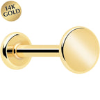 14k Solid Yellow Gold 3mm Disc Threadless Push In Flat Back Stud