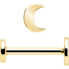 14k Solid Yellow Gold 3mm Moon Threadless Push In Flat Back Stud