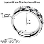 20G CZ Double Row Checkerboard Implant Grade Titanium Nose Hoop