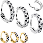 20G CZ Double Row Checkerboard Implant Grade Titanium Nose Hoop