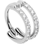 18G Double Row Micro Gem Implant Grade Titanium Hinged Double Hoop Nose Ring