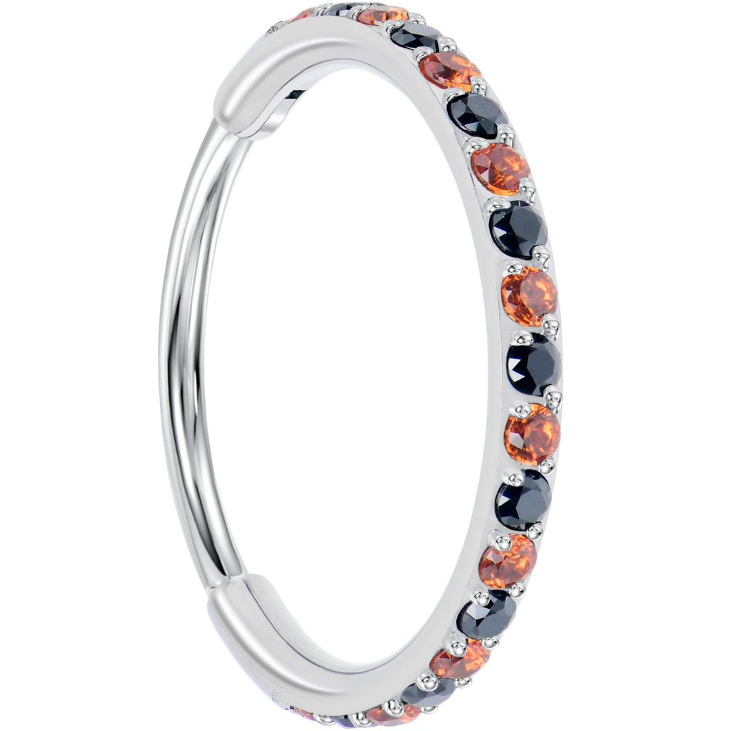 20G Micro Gem Titanium Hinged Nose Hoop - Black Orange Nose Ring