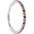 20G Micro Gem Titanium Hinged Nose Hoop - Black Orange Nose Ring