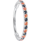20G Micro Gem Titanium Hinged Nose Hoop - Black Orange Nose Ring