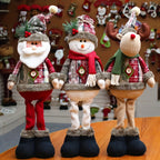 Set of 3 Christmas Decorations Featuring Plush Figurines with Extendable Spring Legs, Including a Snowman, Reindeer, And Santa Claus. These Adjustable Leg Ornaments Are Perfect for Holiday Parties And Make Great Gifts. House Of Avana