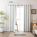 Blackout Curtains for Room Darkening Window Drapes with Rod Pocket 2 Panels Set-White Sleep Zone