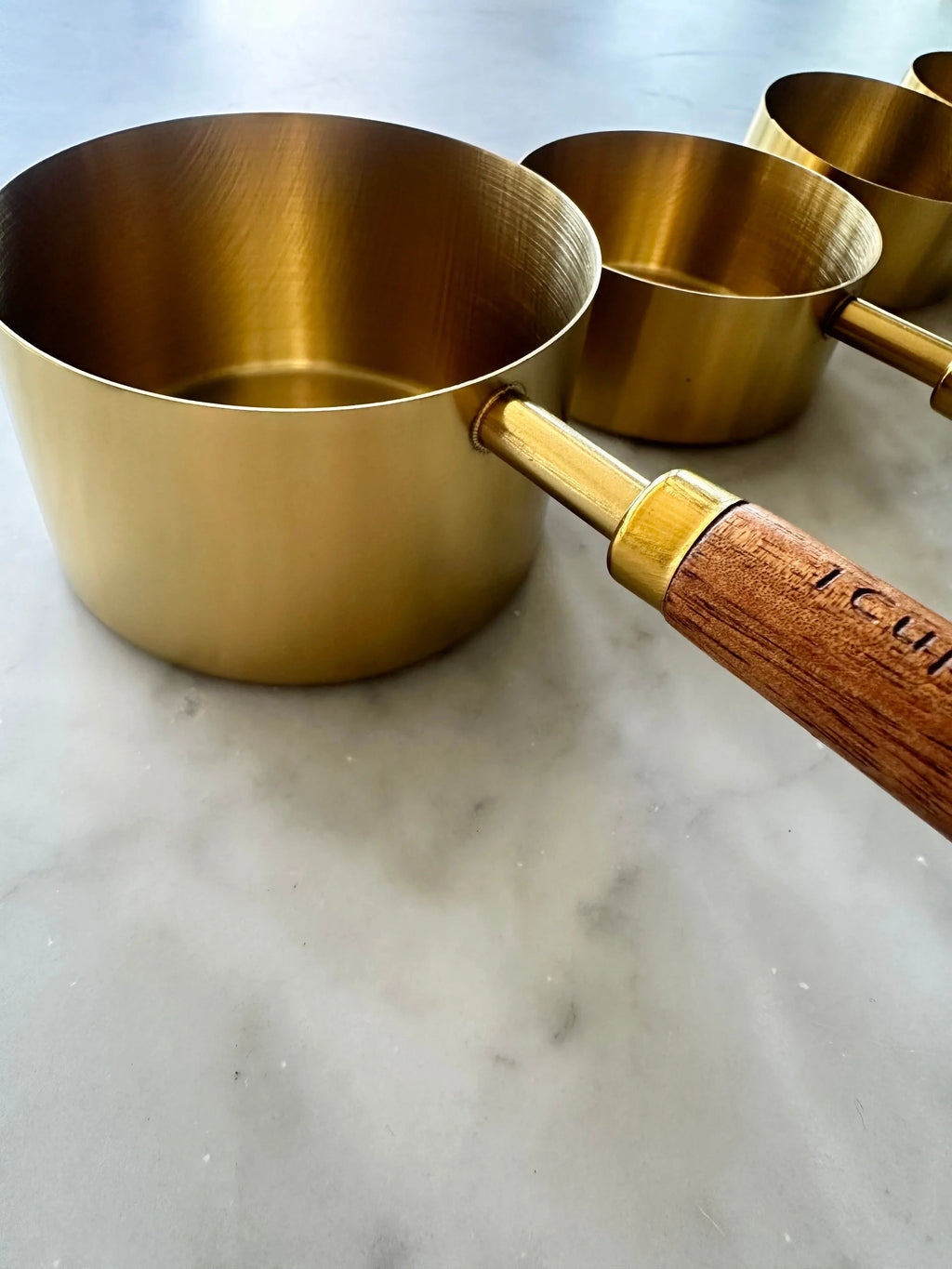 Acacia Wood and Gold Measuring Cups, Set of 8 Busa Designs